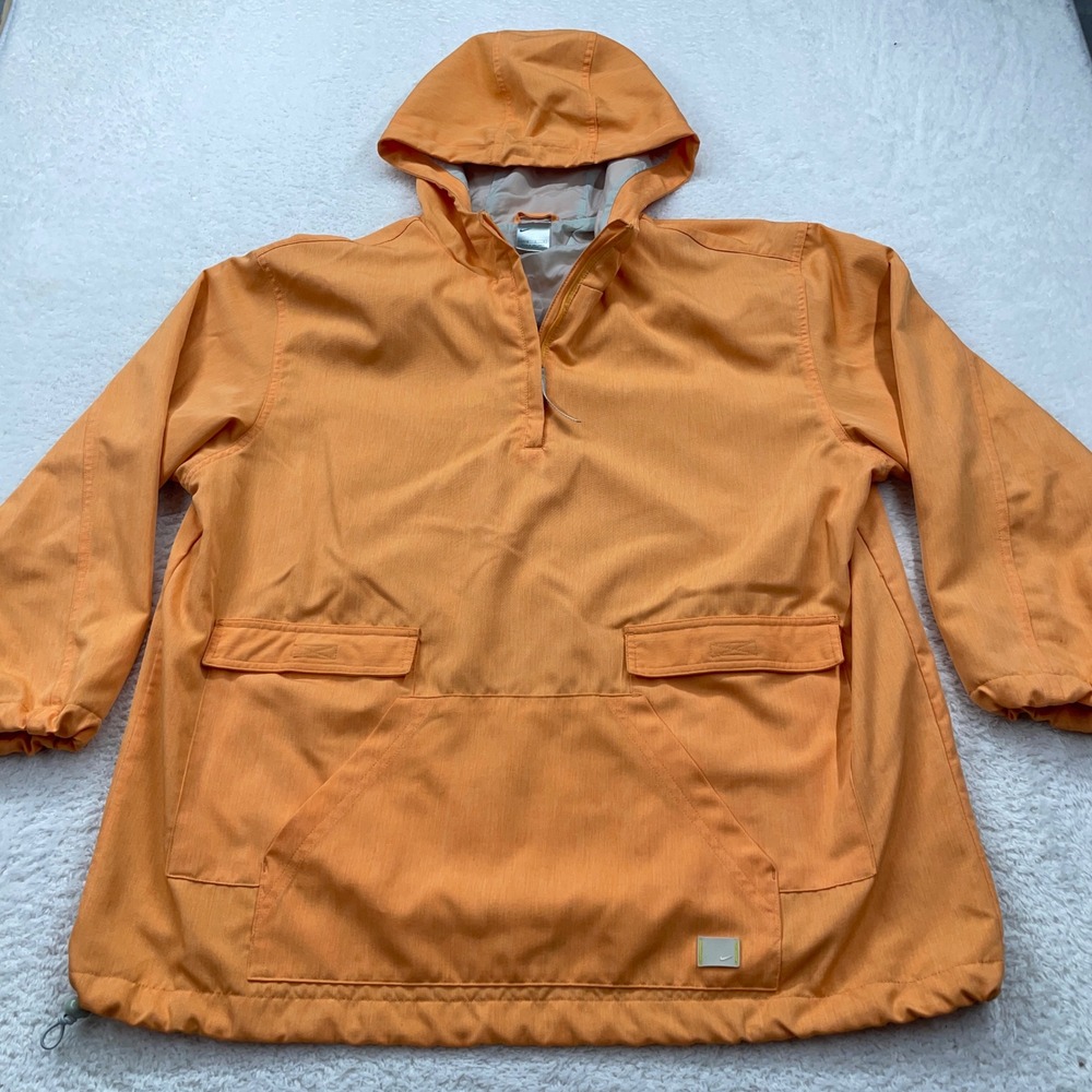 Nike Woman's L(12-14) Orange Pullover Anorak Jacket Hooded Pockets Outdoors